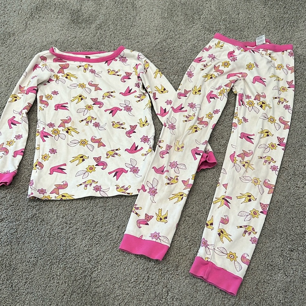 Tea Collection Pink Birds Pajamas Set